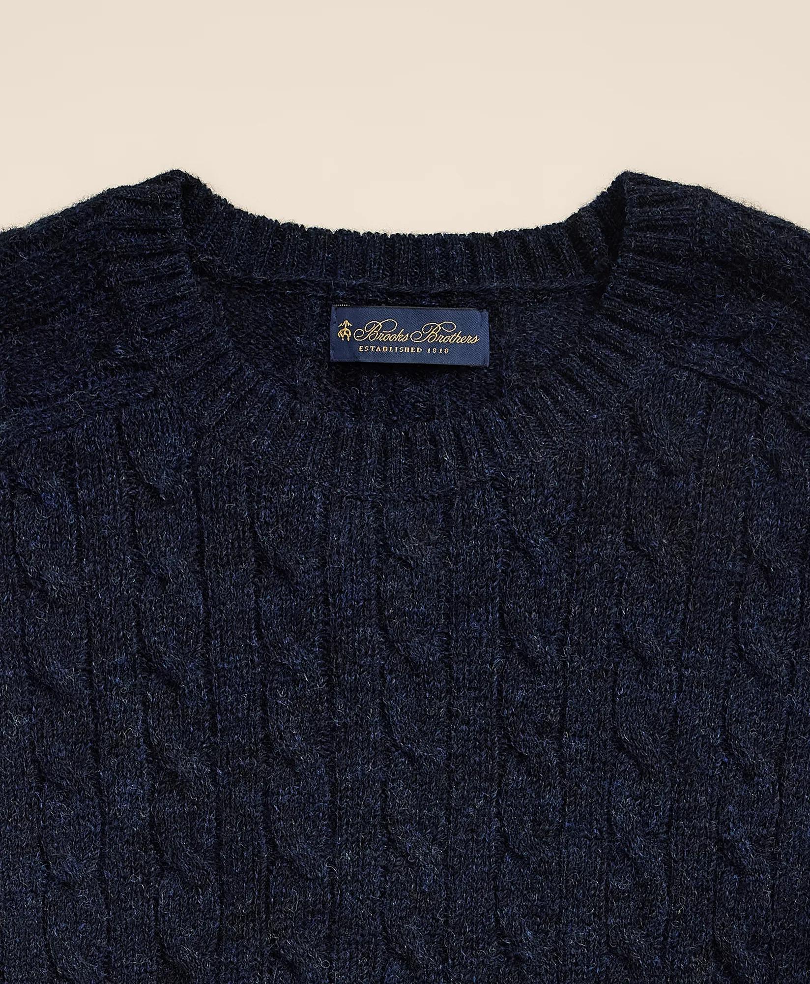 Shetland Wool Cable Knit Sweater, image 2