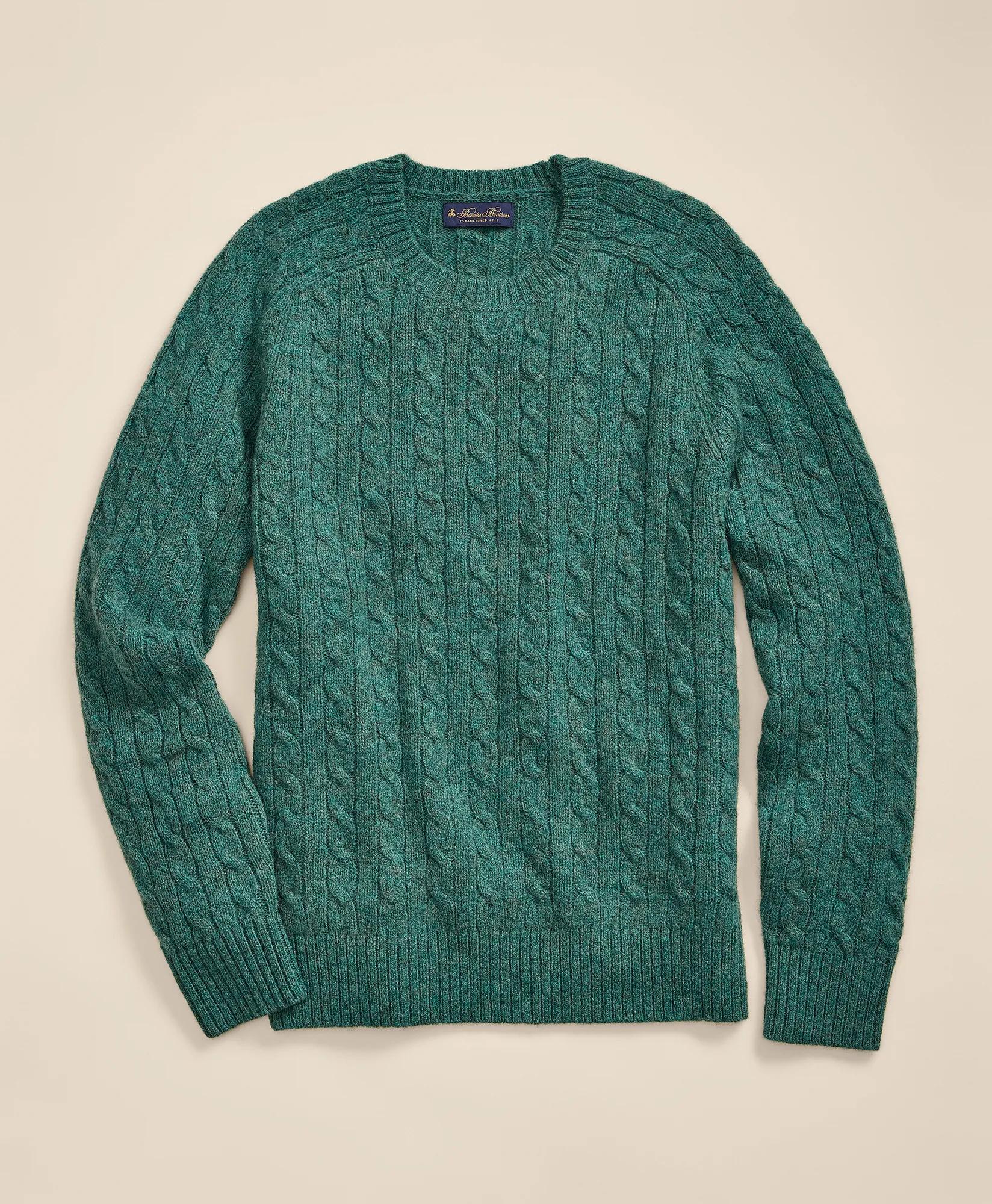 Shetland Wool Cable Knit Sweater, image 1