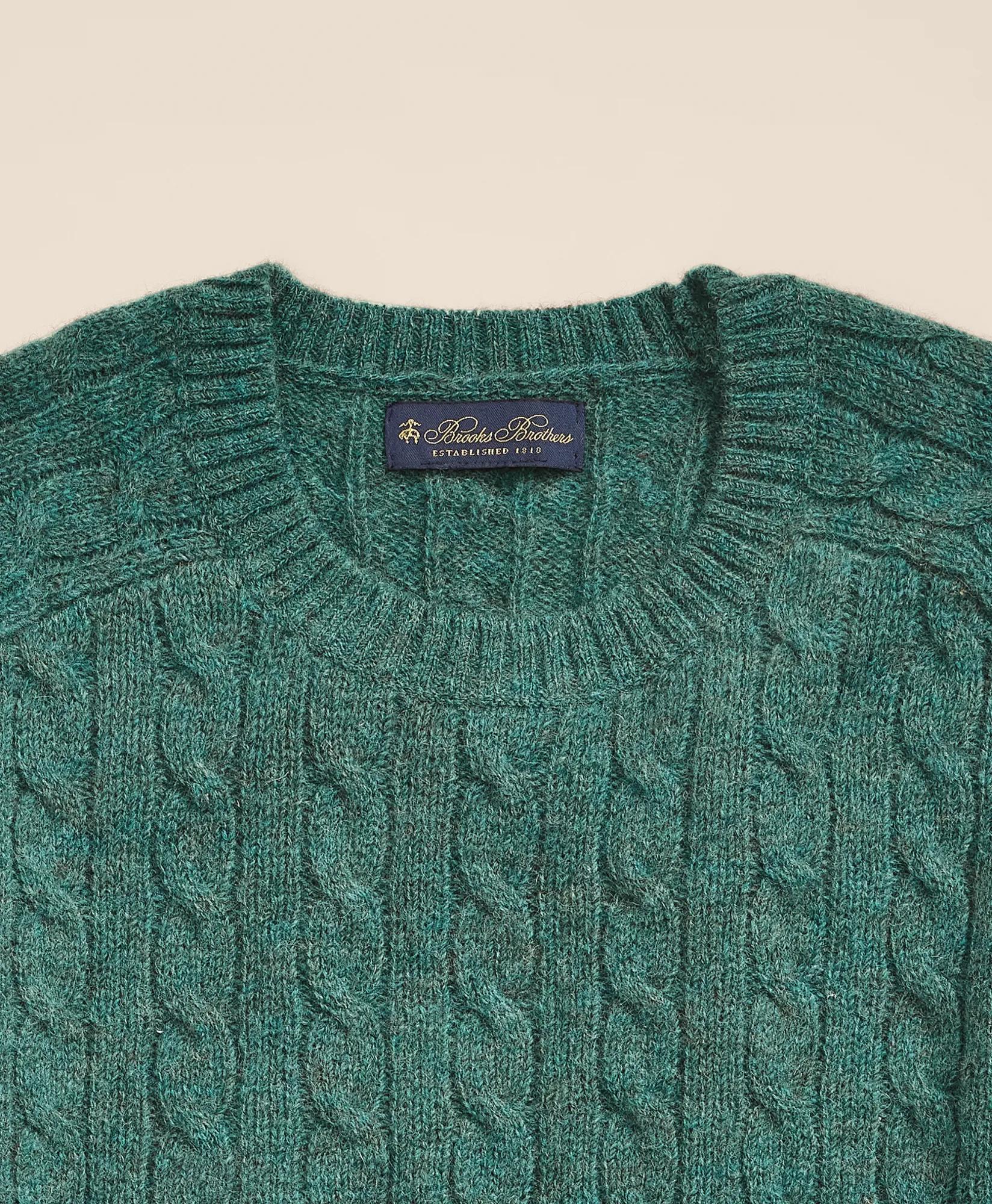 Shetland Wool Cable Knit Sweater, image 2