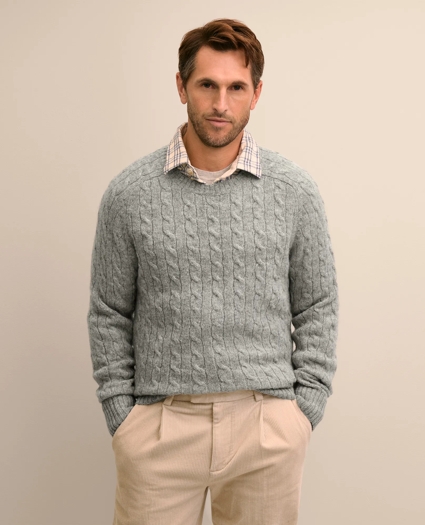 Shetland Wool Cable Knit Sweater, image 1