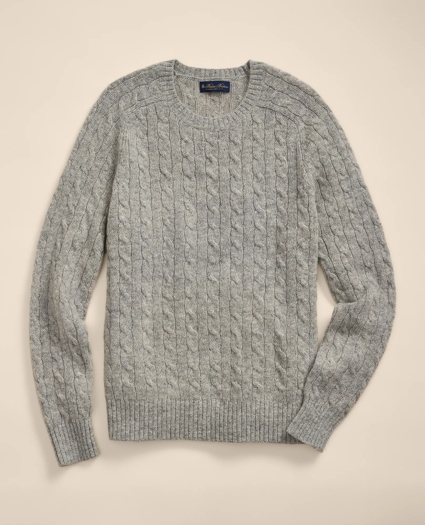 Shetland Wool Cable Knit Sweater, image 2