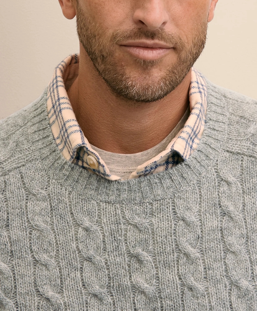 Shetland Wool Cable Knit Sweater, image 3