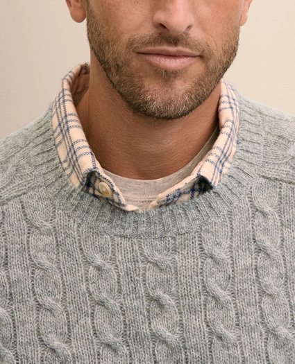 Shetland Wool Cable Knit Sweater, image 3