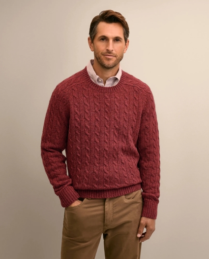 Shetland Wool Cable Knit Sweater, image 1