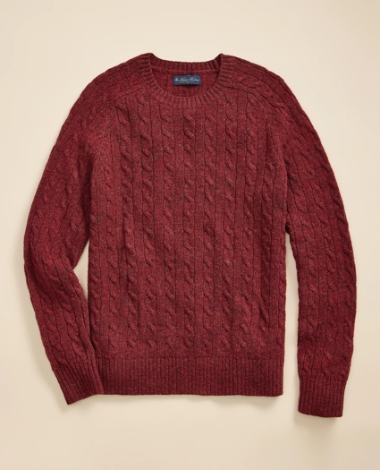 Shetland Wool Cable Knit Sweater, image 2