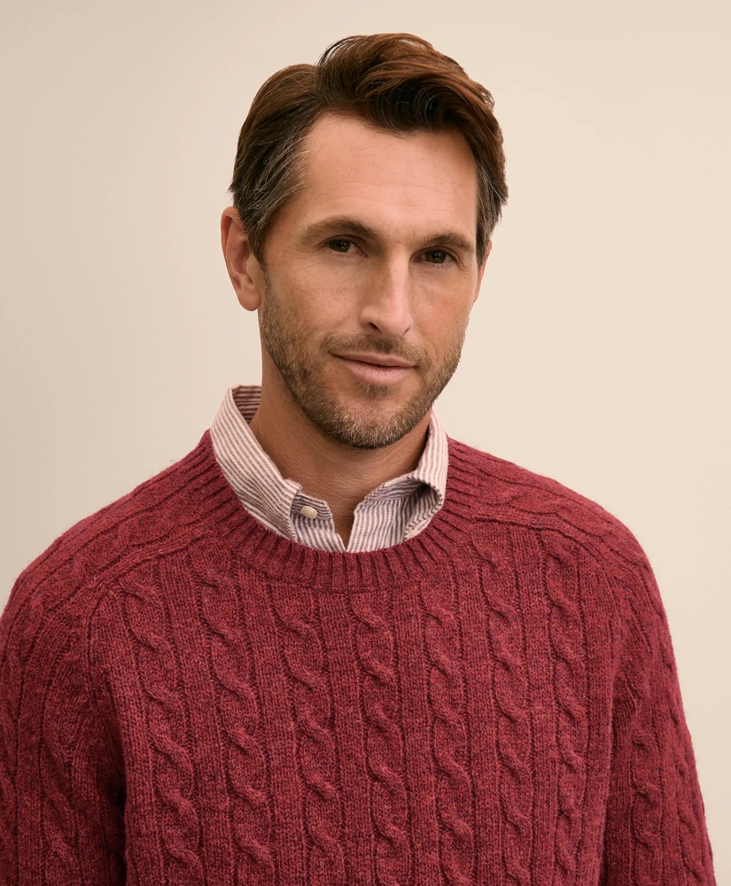 Shetland Wool Cable Knit Sweater, image 3