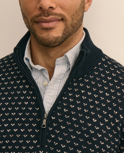 Supima&reg; Cotton Birdseye Quarter-Zip Sweater, image 2