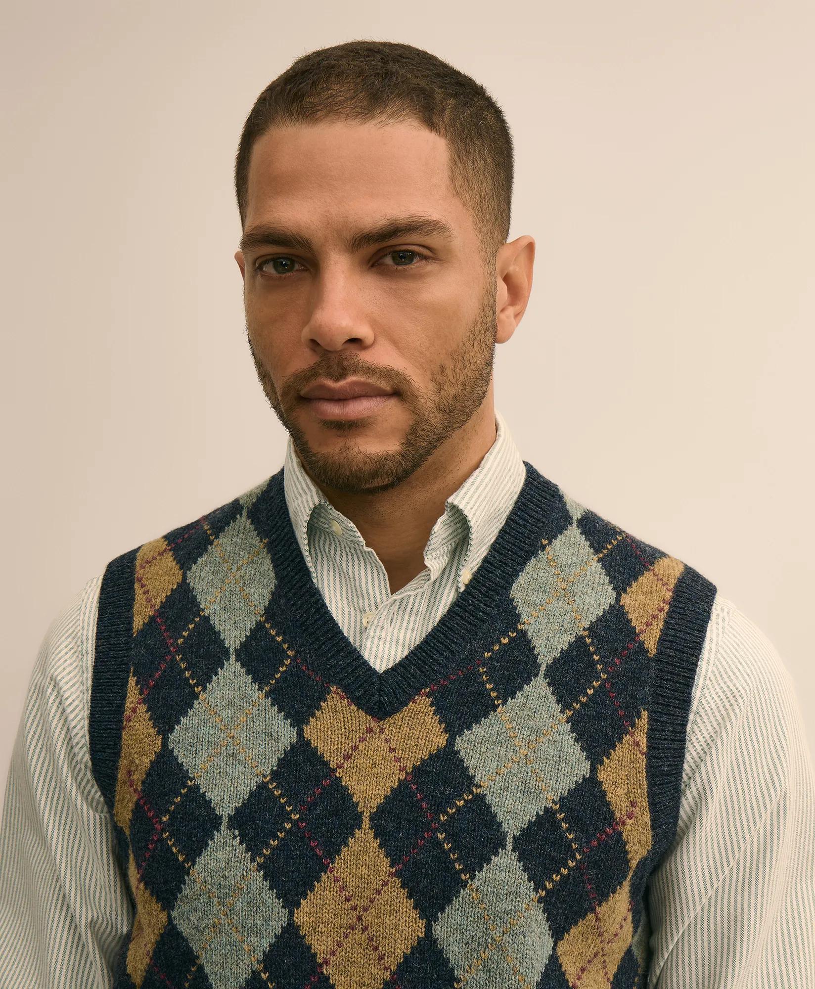 Archive Shetland Wool Argyle Sweater Vest, image 2