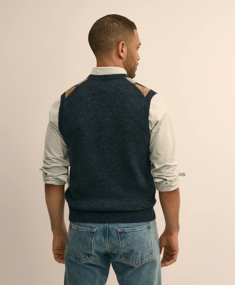 Archive Shetland Wool Argyle Sweater Vest, image 3