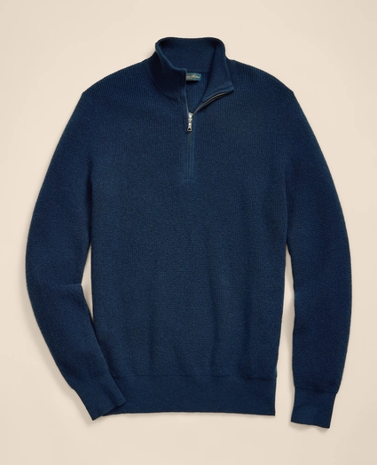 Cashmere Waffle-Knit Quarter-Zip Sweater