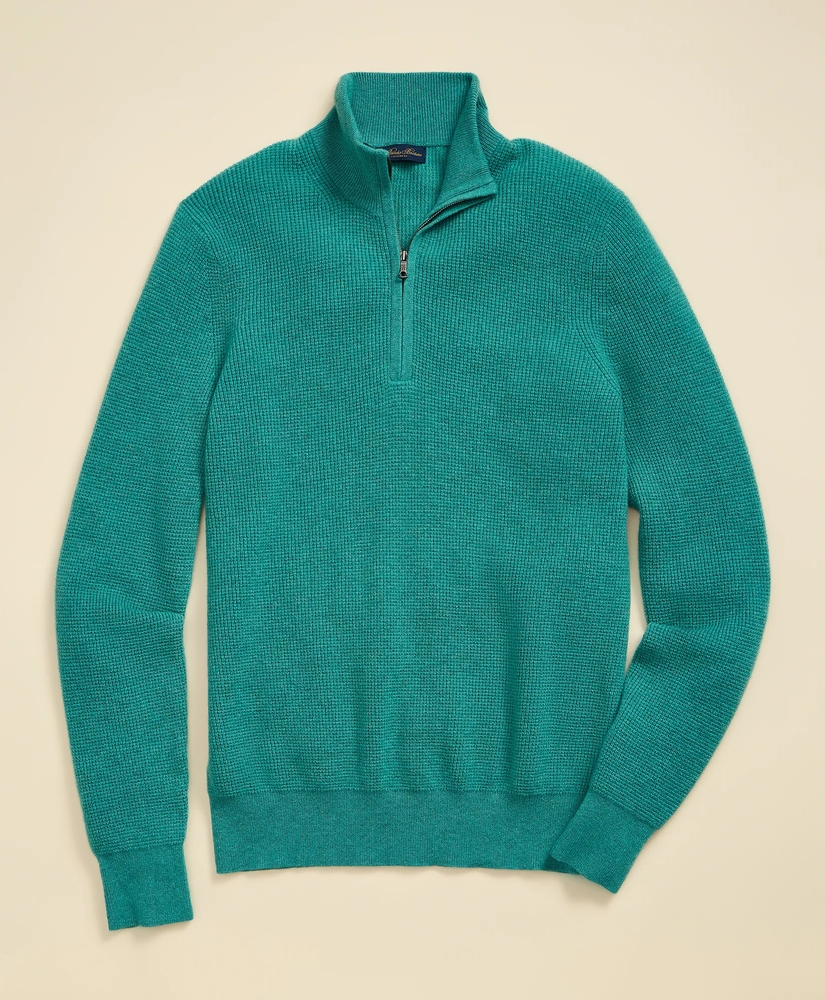 Cashmere Waffle-Knit Quarter-Zip Sweater, image 2