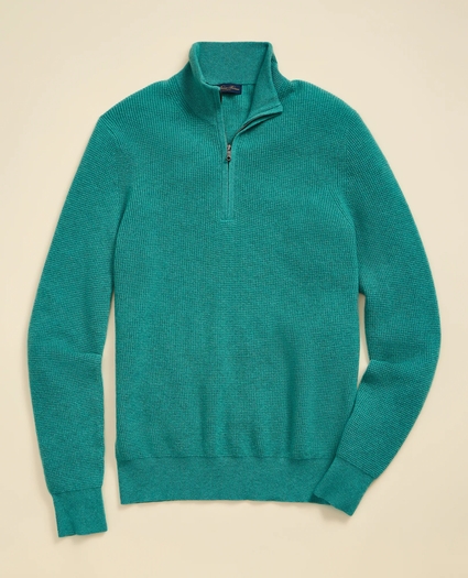 Cashmere Waffle-Knit Quarter-Zip Sweater, image 2