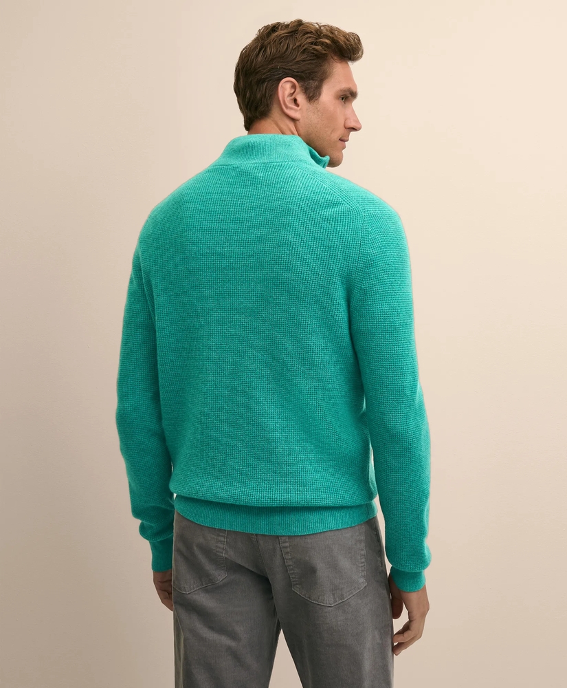 Cashmere Waffle-Knit Quarter-Zip Sweater, image 4
