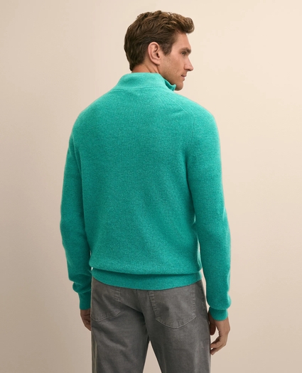 Cashmere Waffle-Knit Quarter-Zip Sweater, image 4
