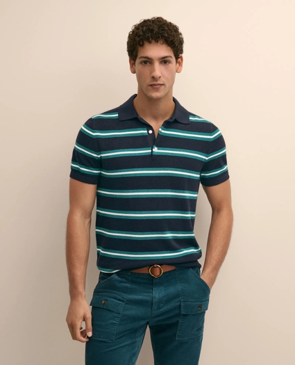 Supima&reg; Cotton Stripe Polo Sweater, image 1