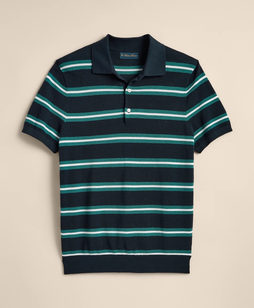 Supima&reg; Cotton Stripe Polo Sweater, image 2