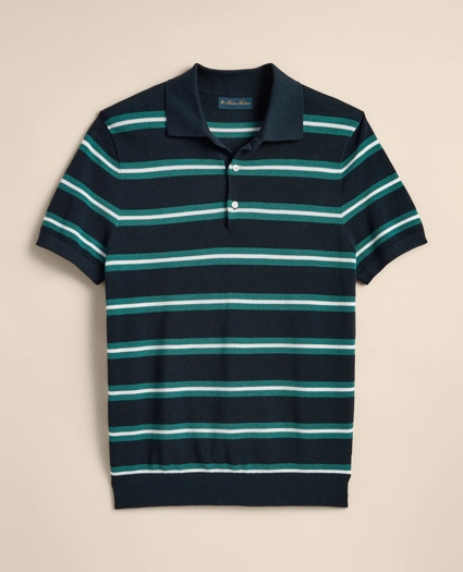 Supima&reg; Cotton Stripe Polo Sweater, image 2