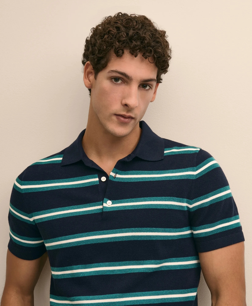 Supima&reg; Cotton Stripe Polo Sweater, image 3