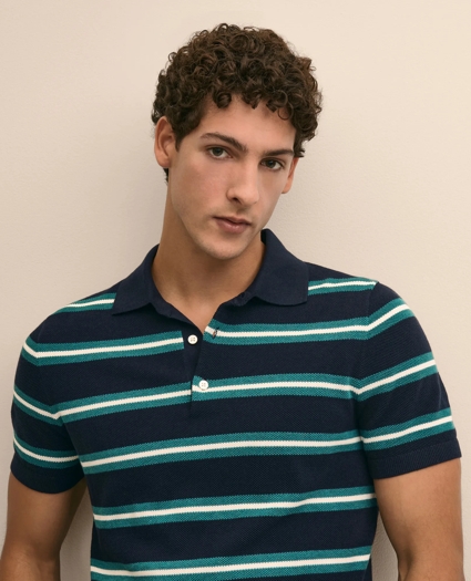 Supima&reg; Cotton Stripe Polo Sweater, image 3