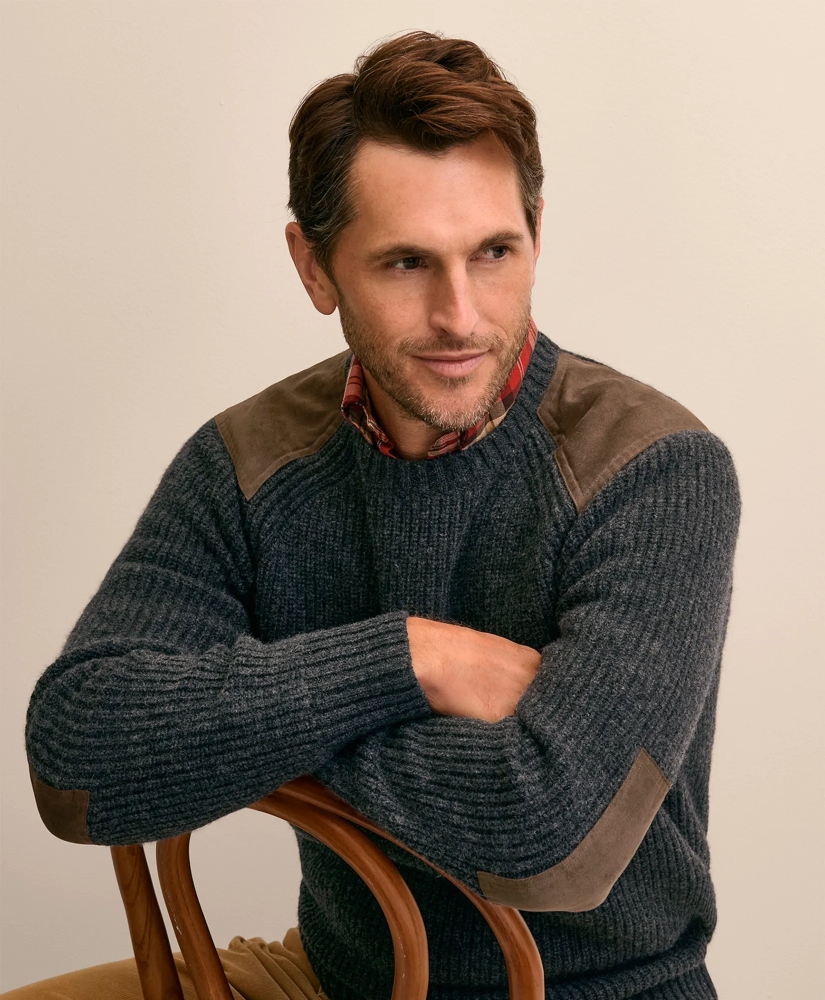 Lambswool English-Rib Military Sweater, image 3