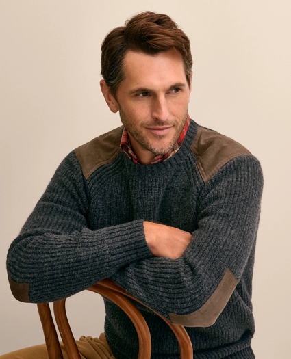 Lambswool English-Rib Military Sweater, image 3