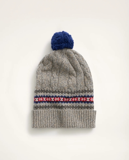 Merino Wool Blend Fair Isle Pom Pom Hat