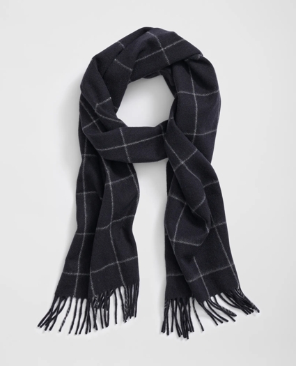Cashmere Windowpane Fringe Scarf, image 1