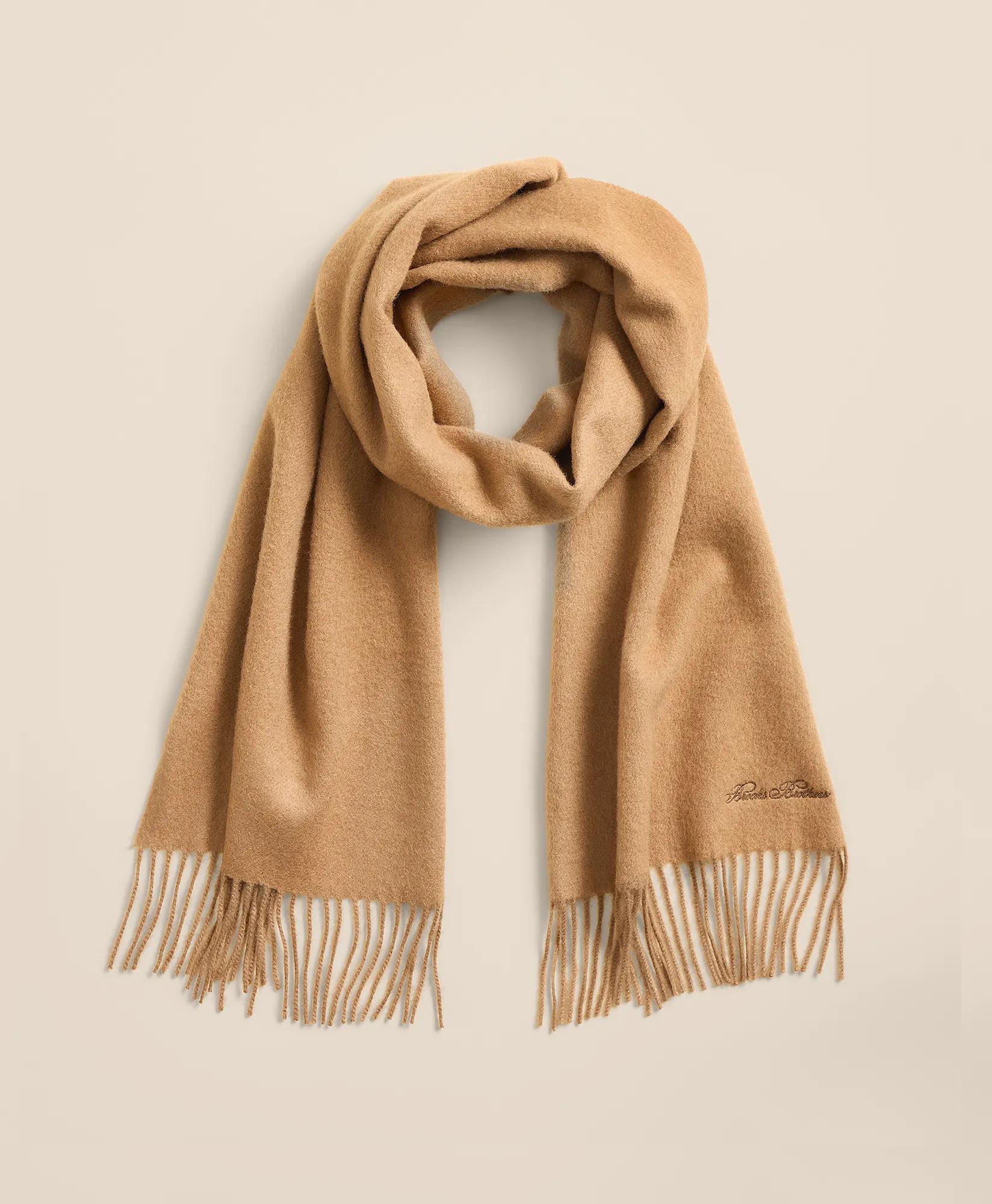 Camel Hair Fringed Scarf, image 1