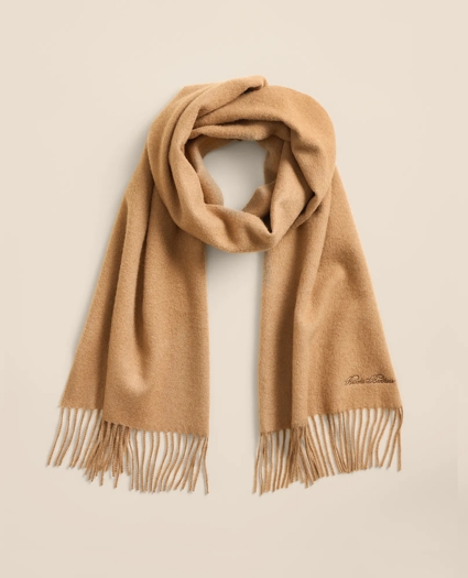 Camel Hair Fringed Scarf, image 1