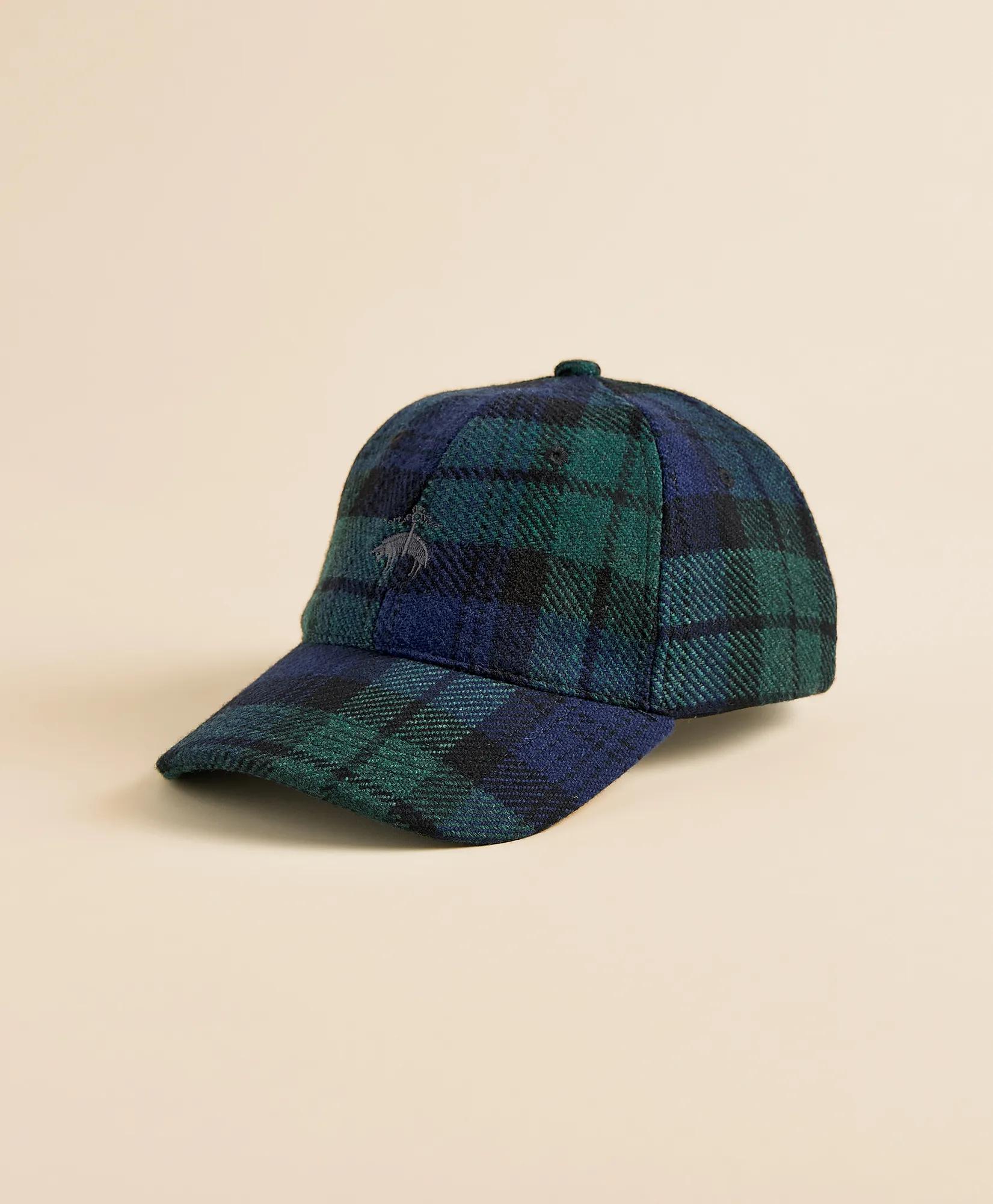Black Watch Tartan & Leather Trim Baseball Cap, image 1