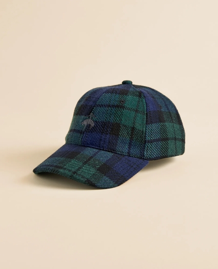 Black Watch Tartan & Leather Trim Baseball Cap, image 1