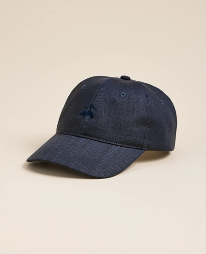 Linen Blend Herringbone Embroidered Baseball Hat, image 1