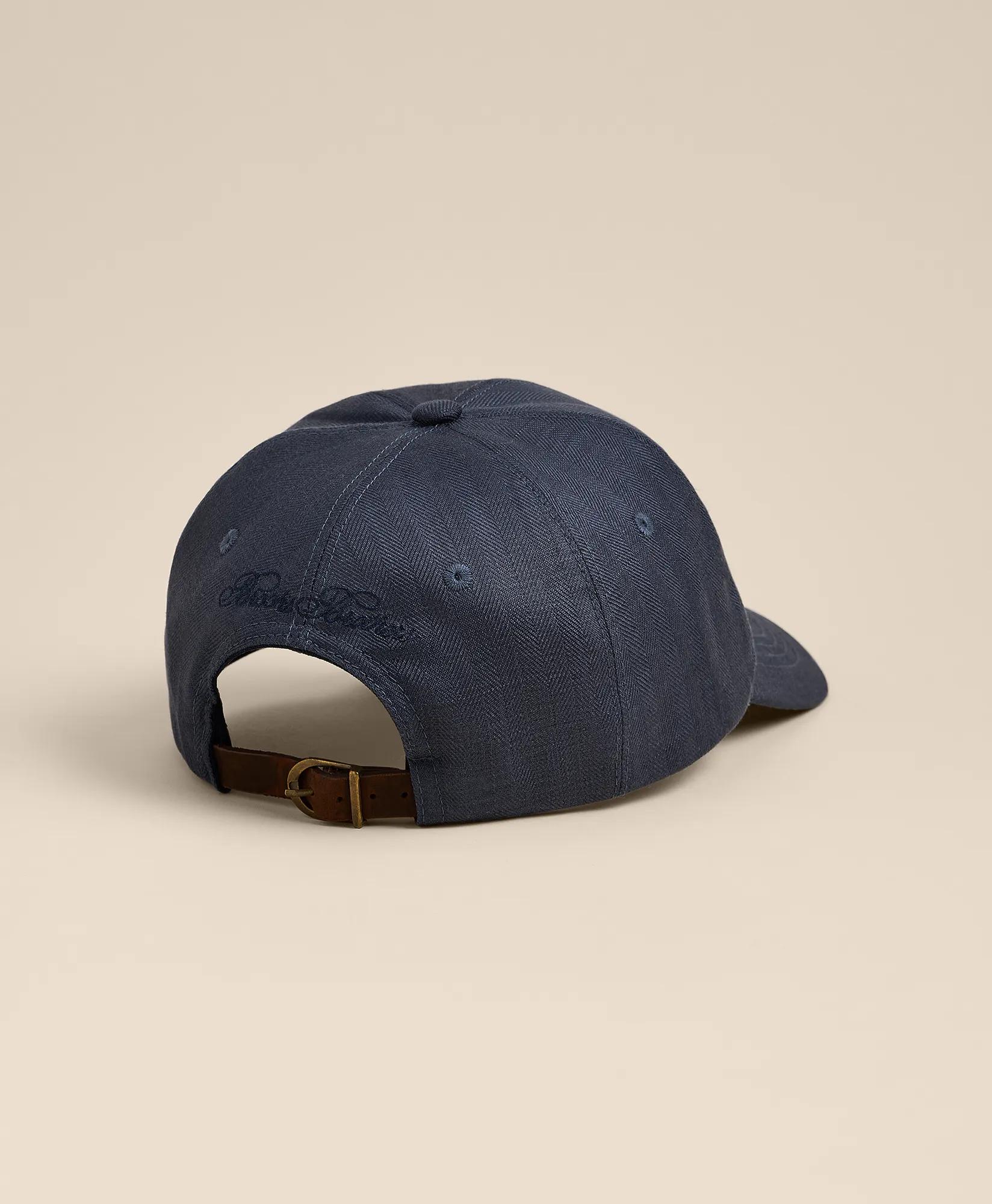 Linen Blend Herringbone Embroidered Baseball Hat, image 2
