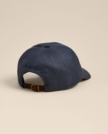 Linen Blend Herringbone Embroidered Baseball Hat, image 2