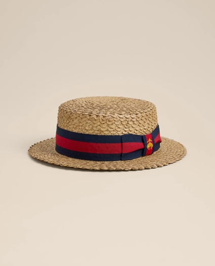 Straw-Grosgrain Boater Hat, image 1