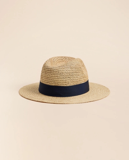 Raffia-Grosgrain Fedora Hat, image 2