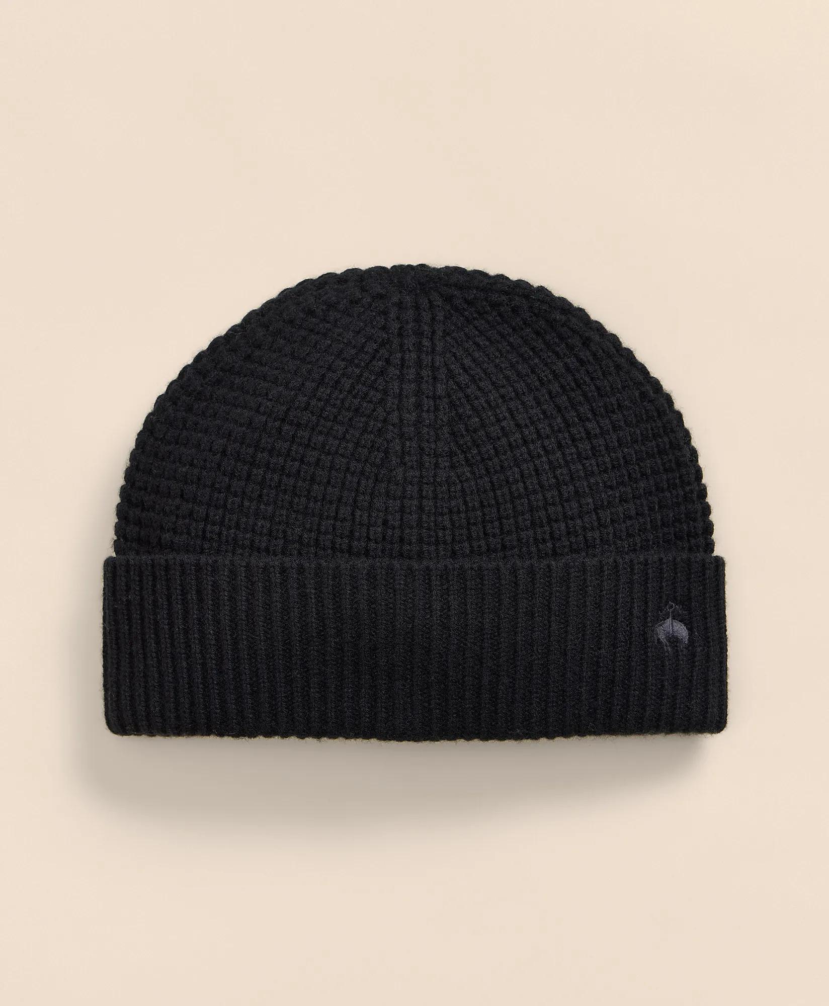 Wool Cashmere Waffle Knit Beanie Hat, image 1