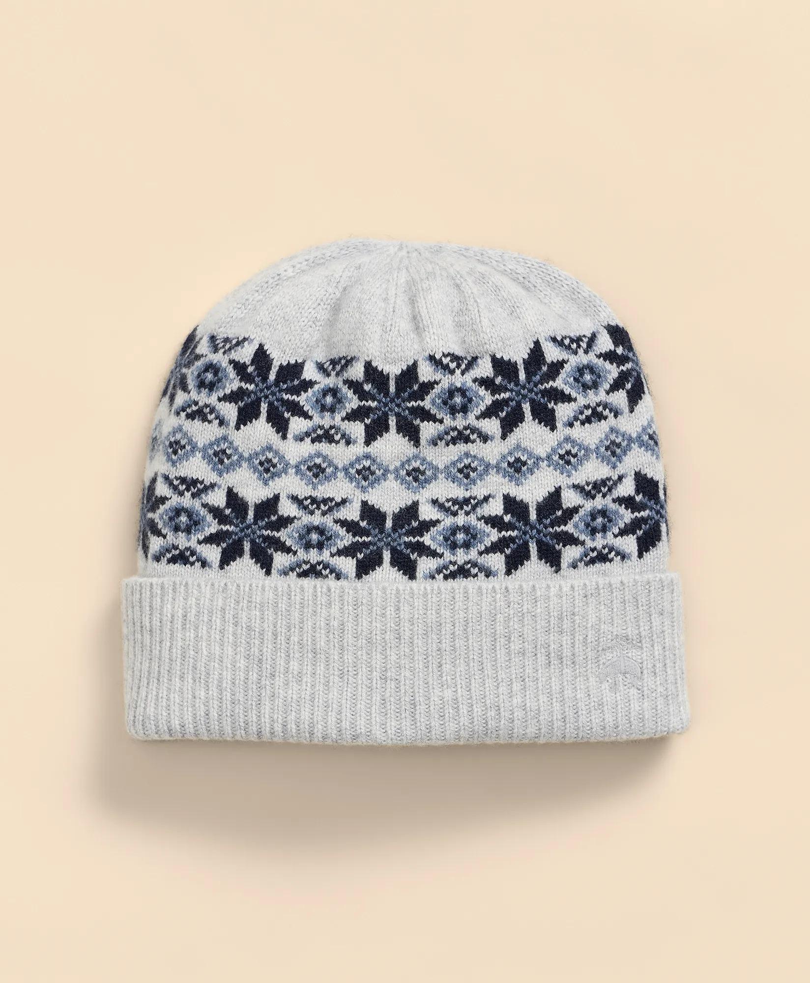Wool Cashmere Fair Isle Beanie Hat, image 1