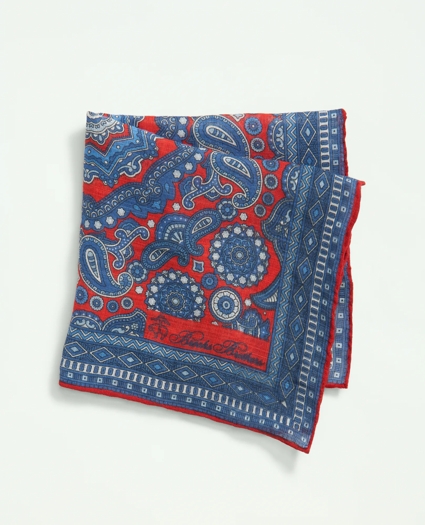 Cotton Linen Jacquard Paisley Pocket Square