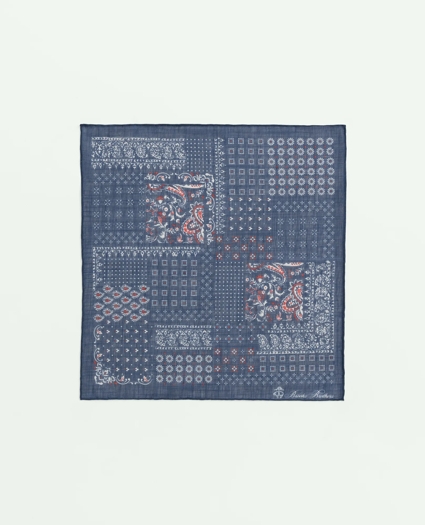 Patchwork Bandana Cotton-Linen Pocket Square, image 2