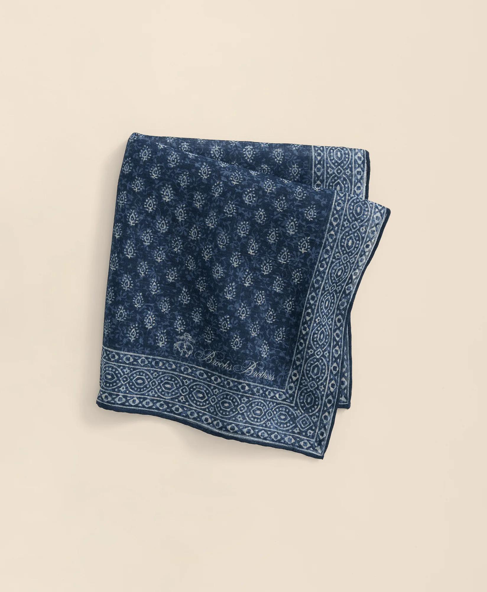 Batik Foulard Cotton-Linen Pocket Square, image 1
