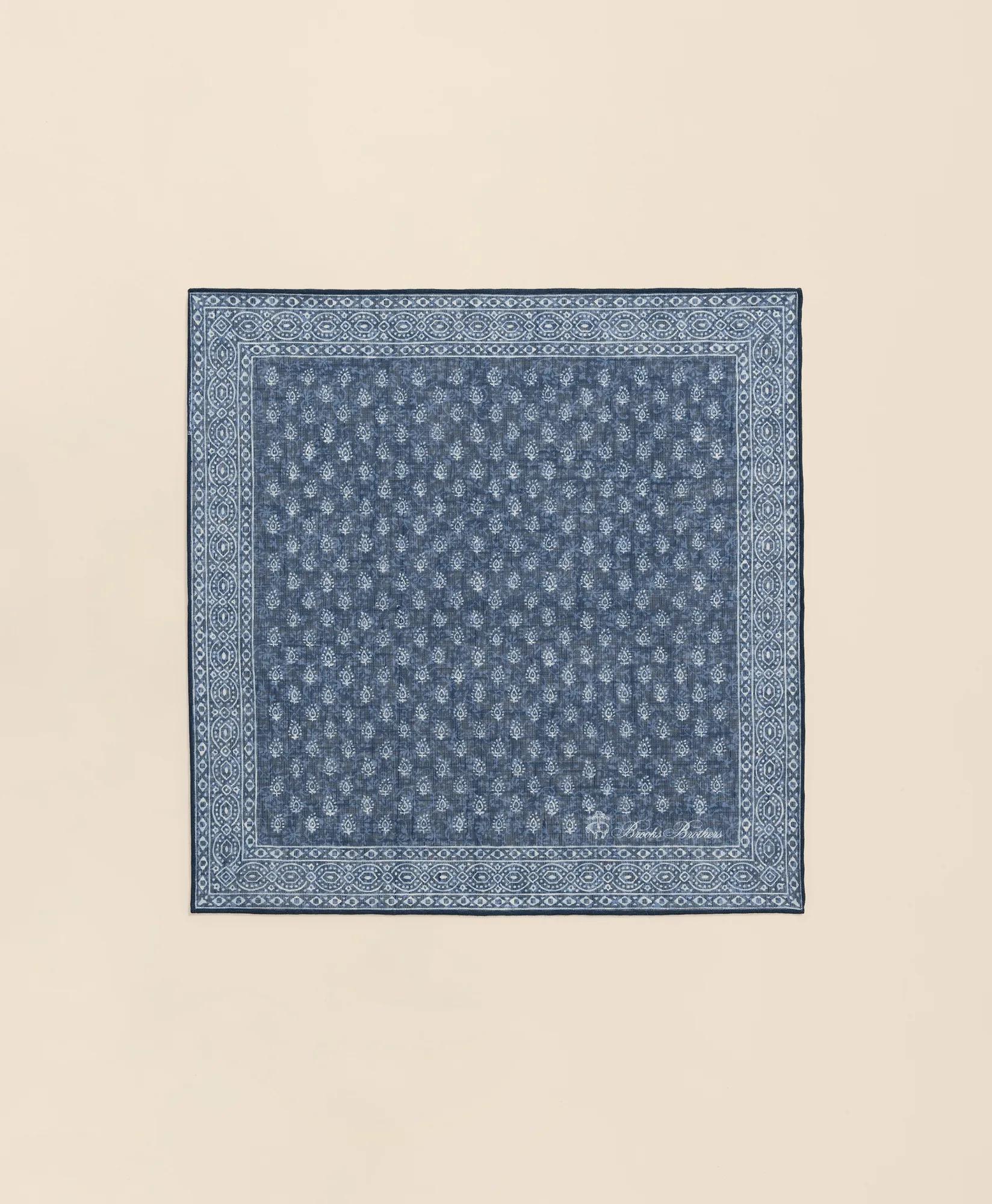 Batik Foulard Cotton-Linen Pocket Square, image 2