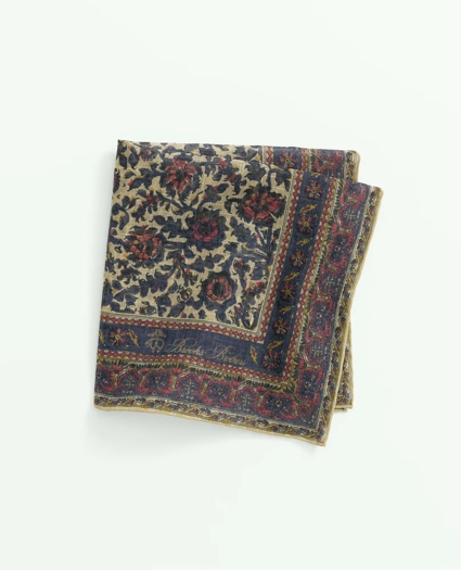 Ornate Floral Cotton-Linen Pocket Square, image 1