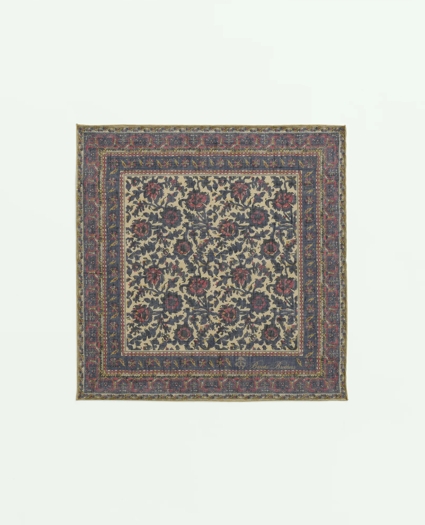 Ornate Floral Cotton-Linen Pocket Square, image 2