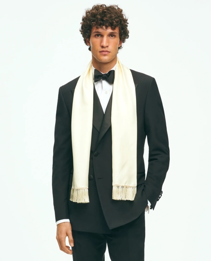 Formal Tassel Scarf in Double Layered Silk Twill, image 2
