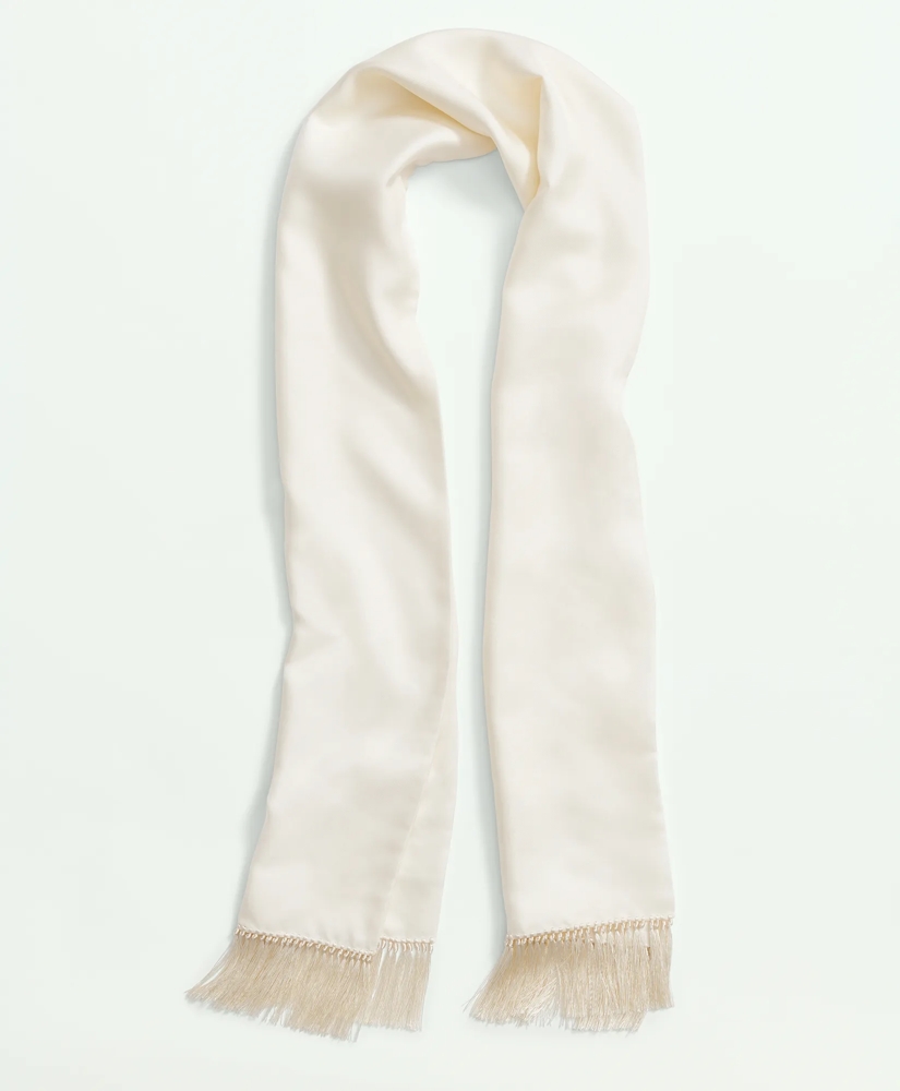 Formal Tassel Scarf in Double Layered Silk Twill, image 3