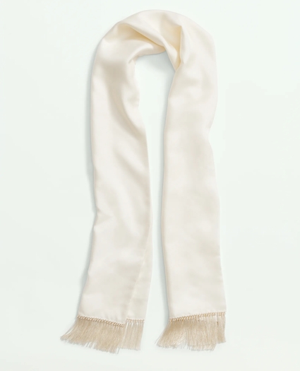 Formal Tassel Scarf in Double Layered Silk Twill, image 3