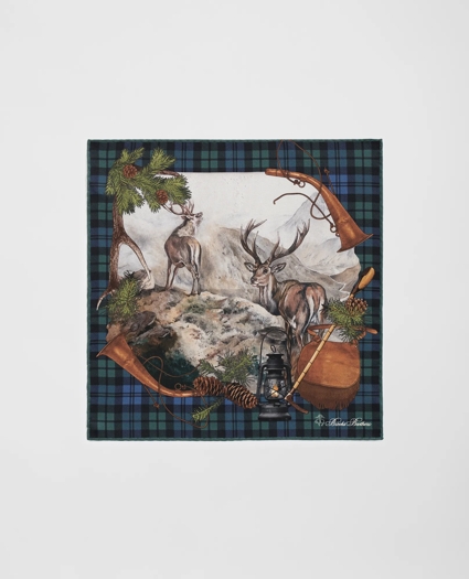 Wild-Deer Motif Silk Pocket Square, image 2