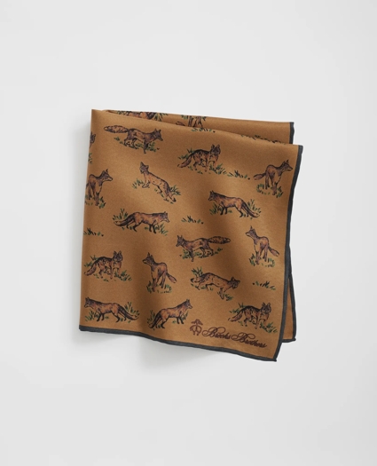 Fox Motif Silk Pocket Square, image 1