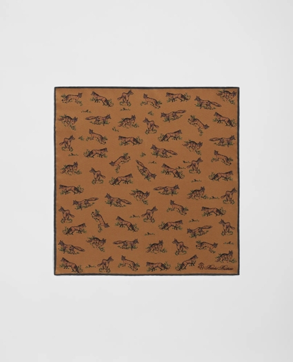 Fox Motif Silk Pocket Square, image 2